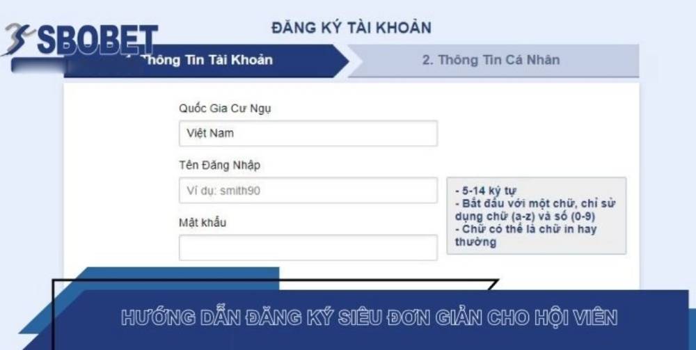 Quy trình đăng ký tham gia Sbobet vô cùng đơn giản