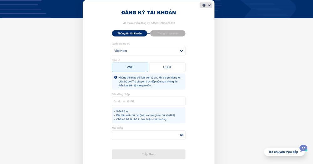 Casino trực tuyến Sbobet 2 Form đăng ký tài khoản mới tại nhà cái Sbobet