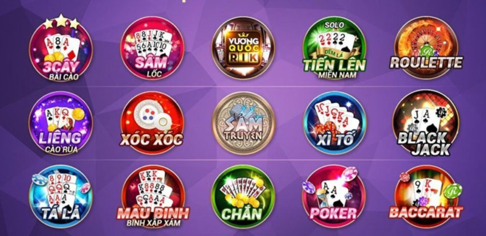 Hệ thống trò chơi với hơn 100 game bài khác nhau