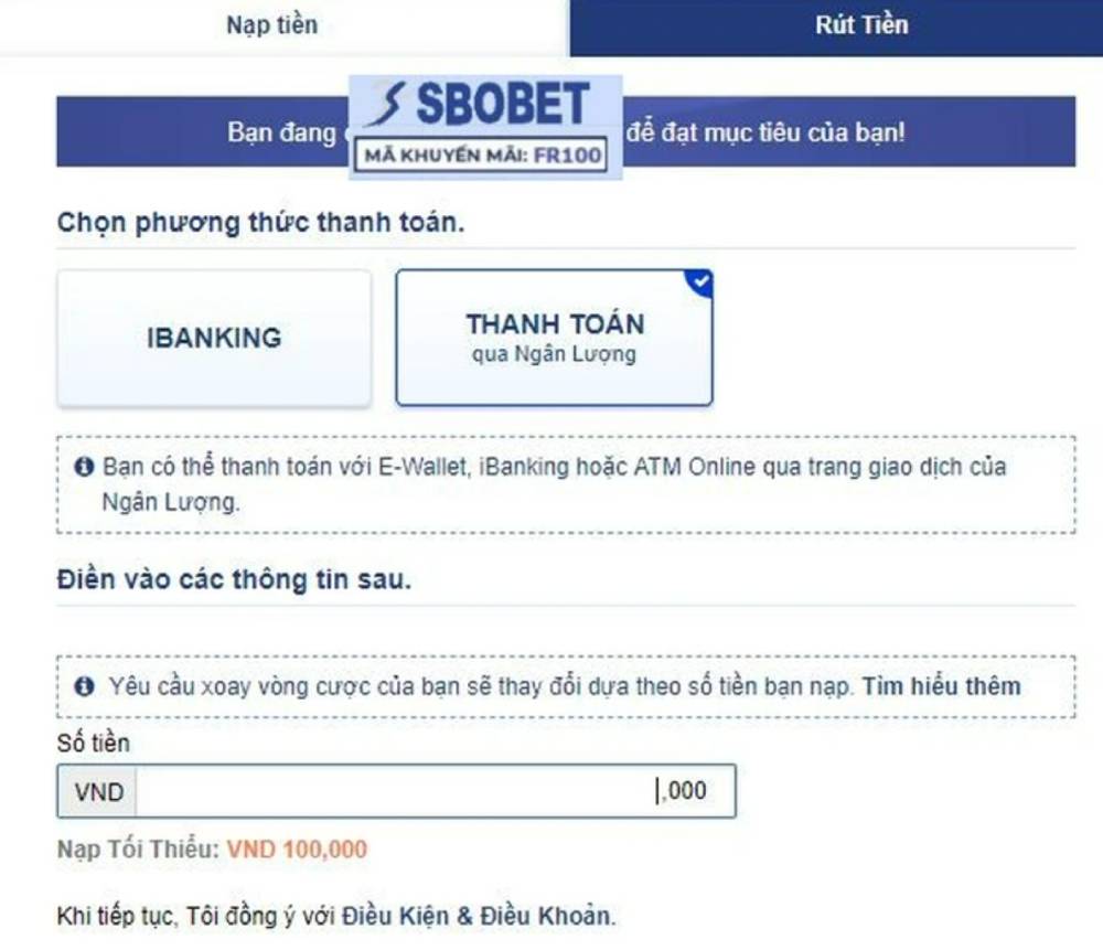 Nạp tiền Sbobet với nhiều hình thức thuận tiện